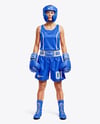 Woman Wearing Boxing Kit with Jersey and Shorts Mockup