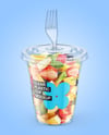 Clear Plastic Cup with Fruits Dessert Mockup