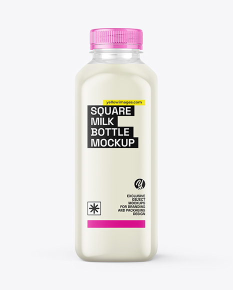 Square Milk Bottle Mockup - Smoothie mockup psd