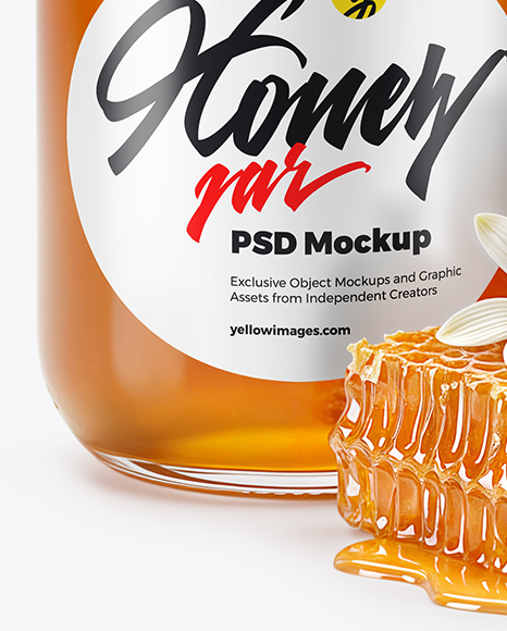 Glass Jar with Orange Blossom Honey Mockup