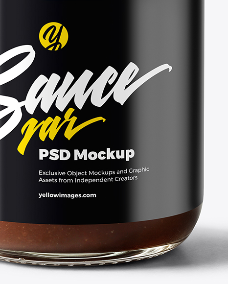 Glass Jar with Chocolate Fudge Sauce Mockup
