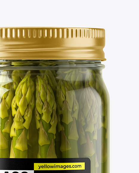 Glass Jar with Pickled Asparagus Mockup