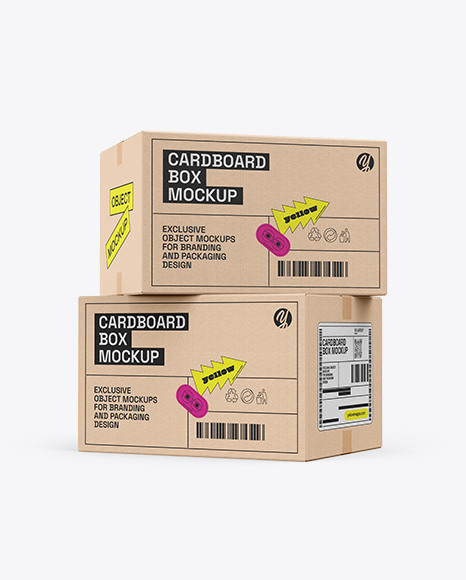 Two Cardboard Boxes Mockup - Premium PSD Mockups