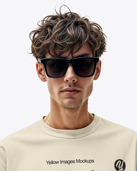 Young Man in Sunglasses Wearing an Oversize T-Shirt Mockup