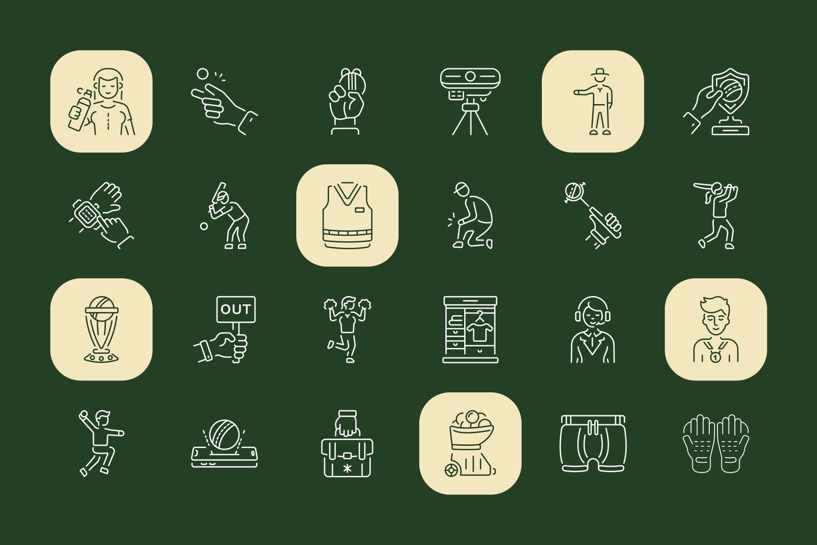 Cricket Icon Art Set