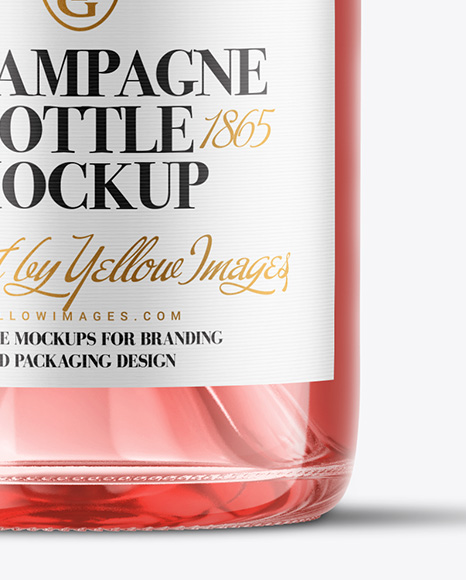 Clear Glass Pink Champagne Bottle Mockup