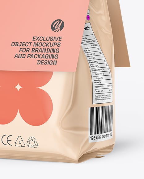 Glossy Package with Paper Label Mockup