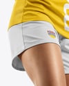 Woman Wearing Soccer Jersey and Shorts Mockup