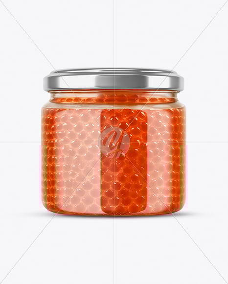 Glass Jar with Red Caviar Mockup