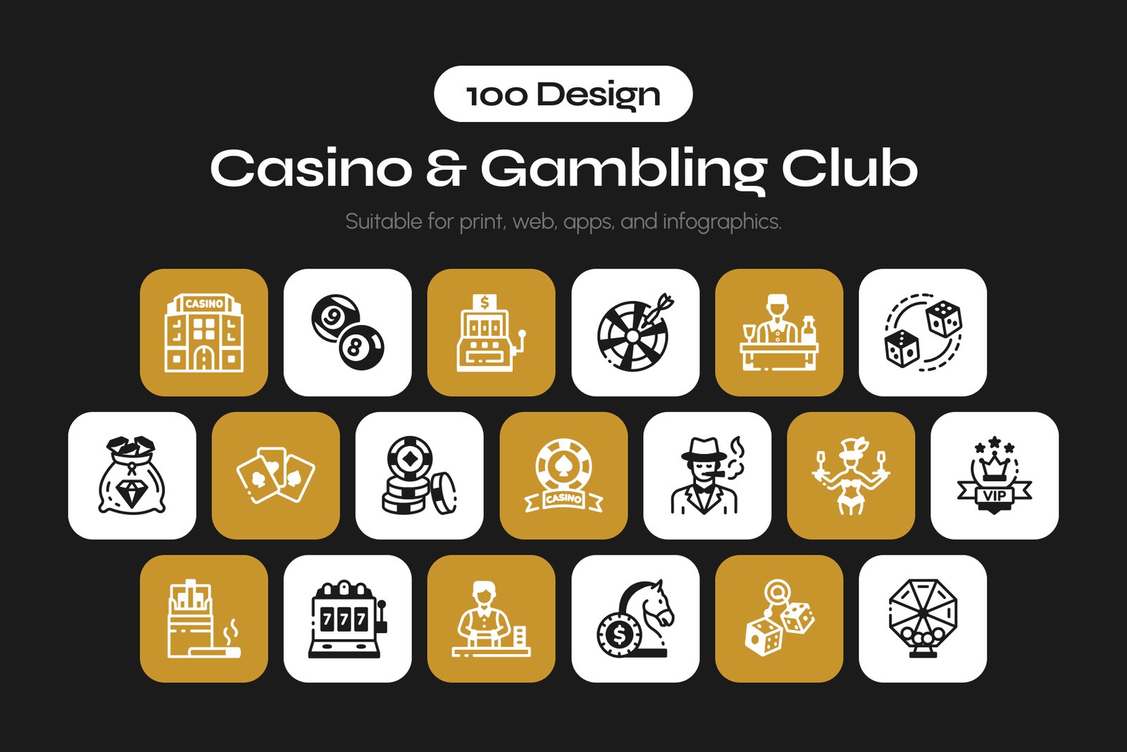 Casino and Gambling Club Icon Set