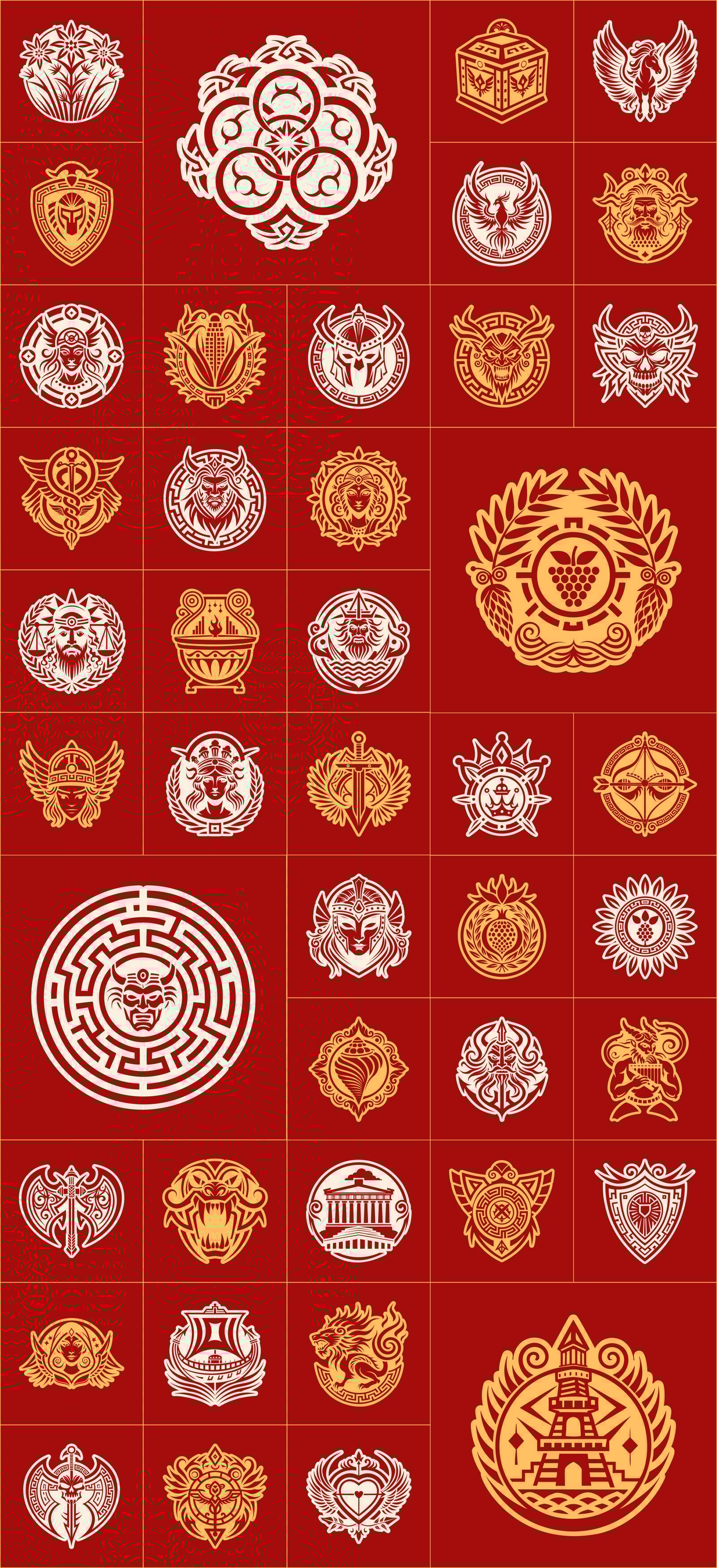 Greek Mythology Symbols Set