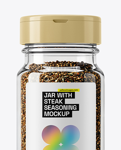 Glass Jar with Steak Seasoning Mockup
