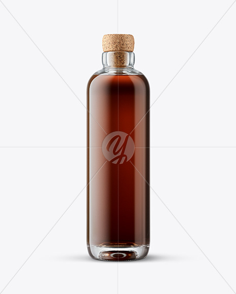 Black Rum Bottle with Cork Mockup