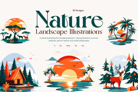 Nature Landscape Illustrations - Beautiful