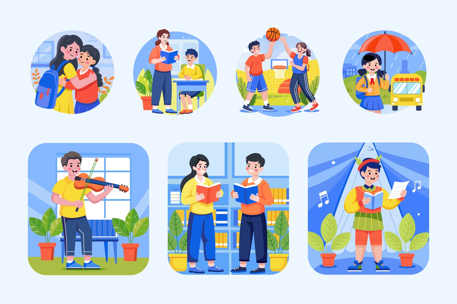 School Illustration Art Set