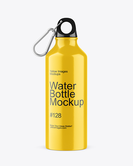 Aluminum Water Bottle with Glossy Finish Mockup