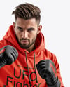Male UFC Fighter Wearing Hoodie & Shorts over Tights Mockup