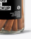 Clear Glass Jar with Cinnamon Sticks Mockup