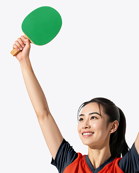 Asian Woman Wearing Table Tennis Uniform Mockup