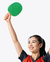 Asian Woman Wearing Table Tennis Uniform Mockup