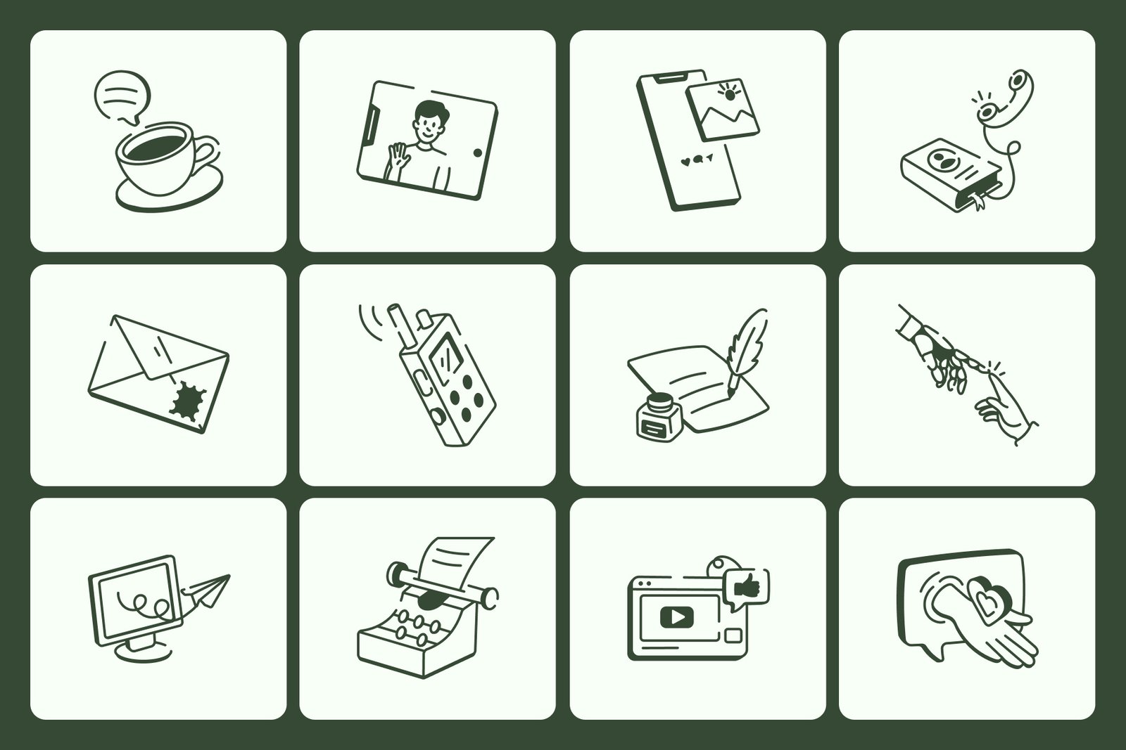 Communication Doodle Icon Set