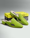 Pair of Suede Mules with Shoe Box Mockup