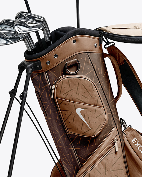 Man Wearing Golf Shirt and Shorts with Bag Mockup