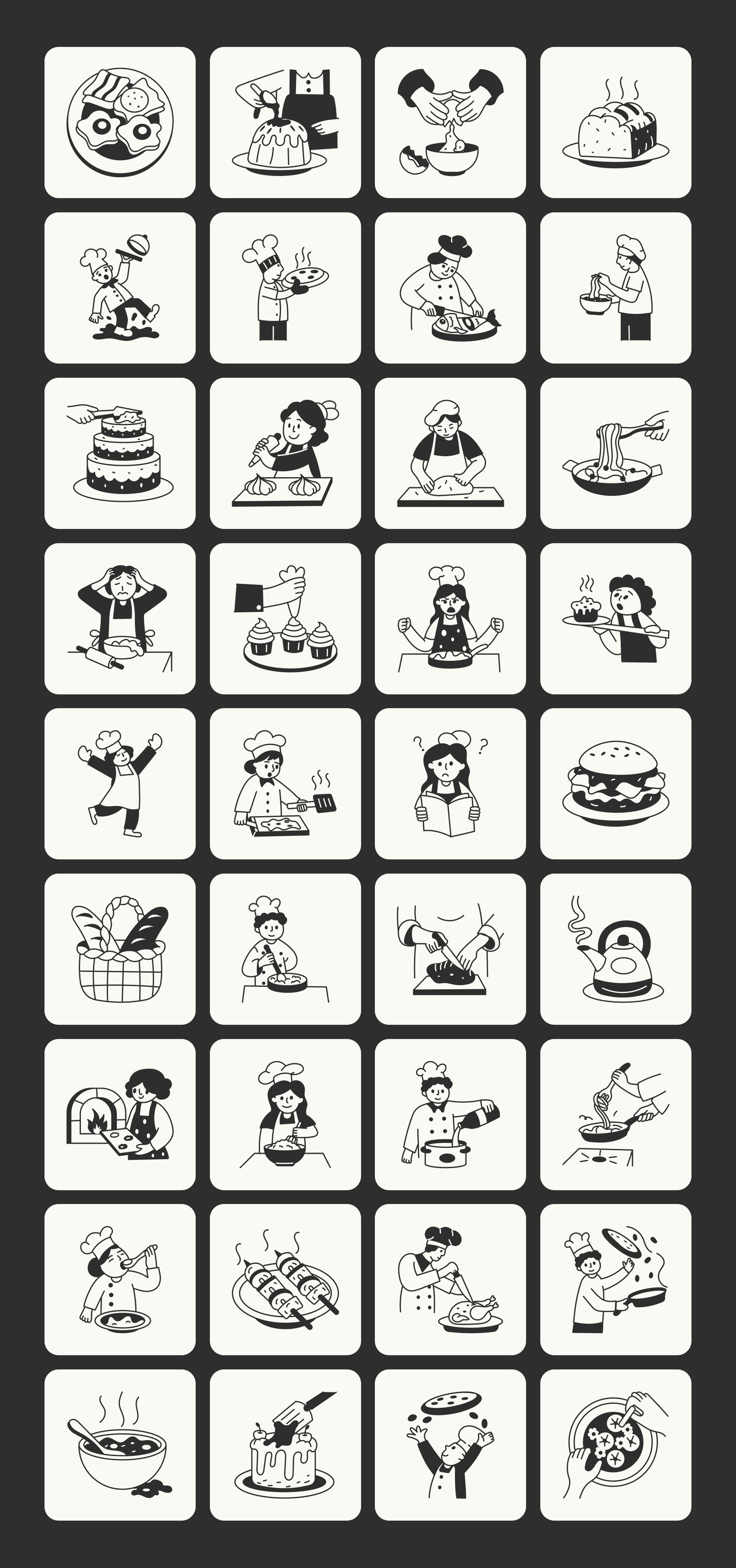 Cooking and Baking Doodle Icons