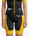 Woman Wearing Cycling Jersey and Bib Shorts Mockup