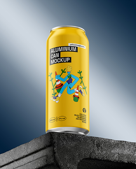 16oz Aluminium Can with Matte Finish on the Block Mockup - Packaging mockups