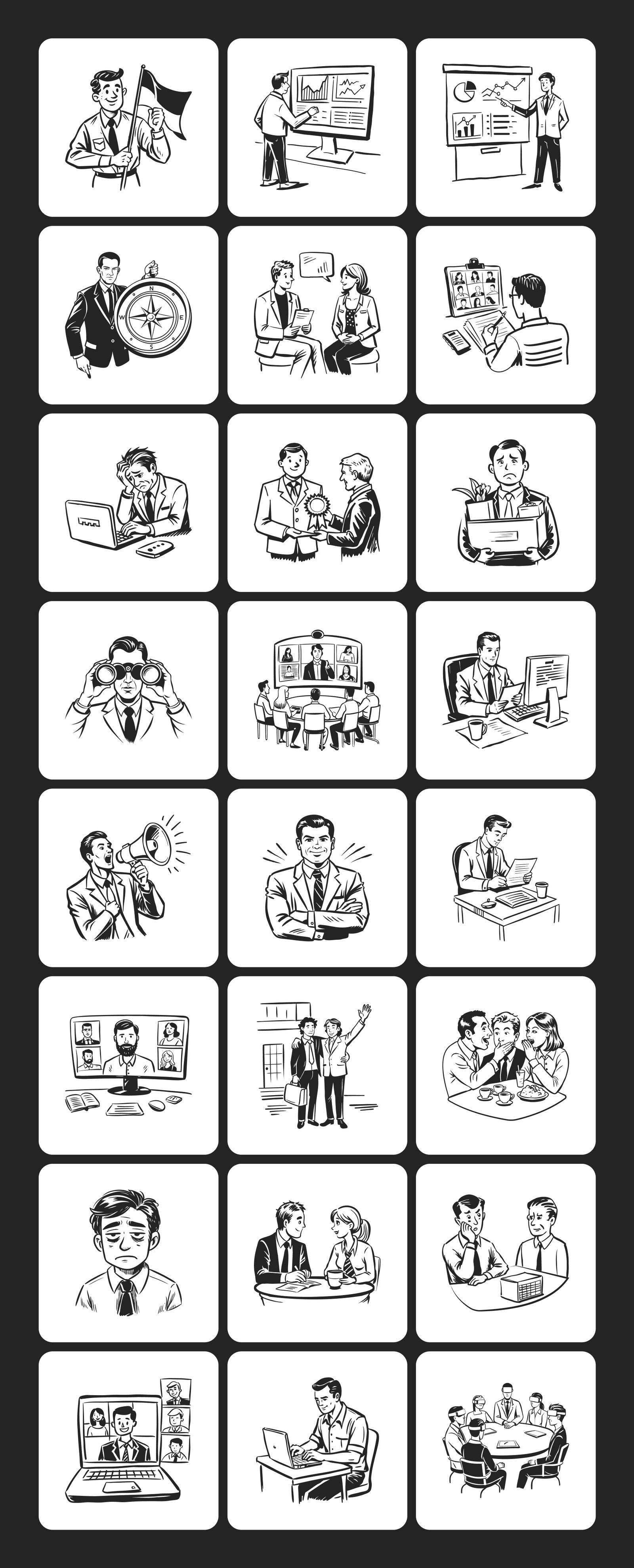 Business Drawing Illustration Set
