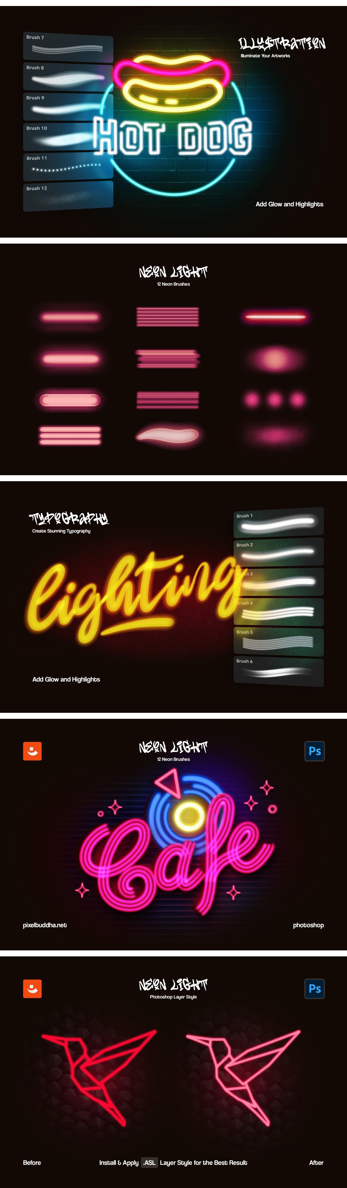 Neon Light Photoshop Brushes