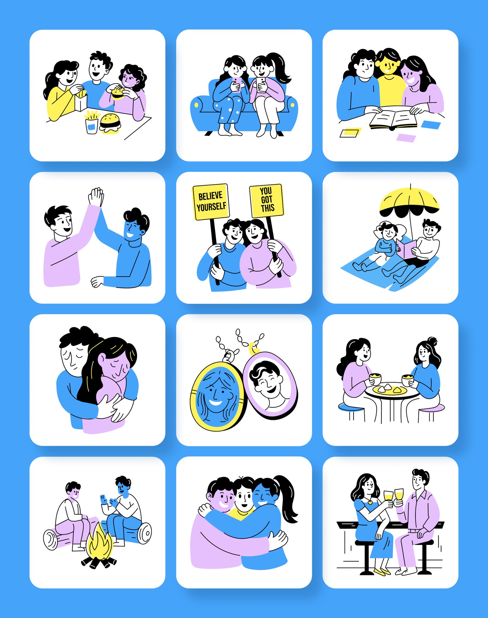 Friends Illustration Art Set