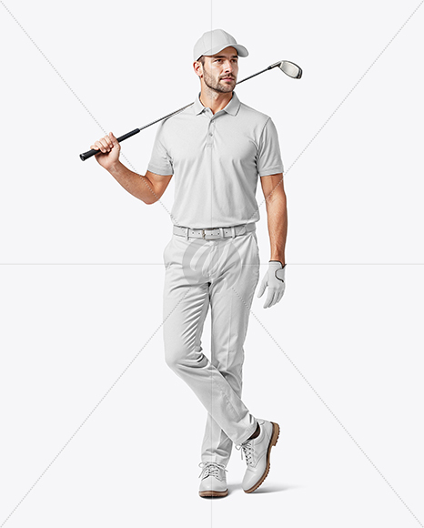 Man Wearing Golf Shirt and Chinos Mockup