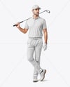 Man Wearing Golf Shirt and Chinos Mockup