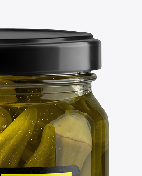 Glass Jar with Pickled Okra Mockup