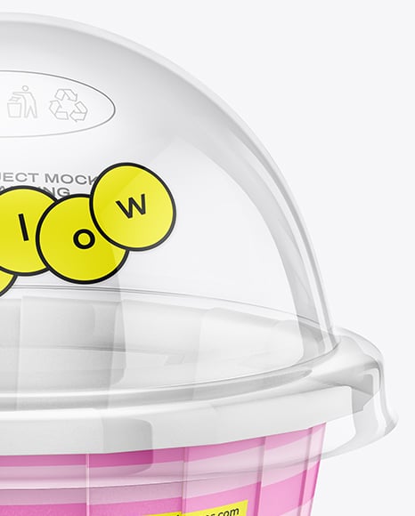 Paper Cup with Clear Plastic Dome Cap Mockup