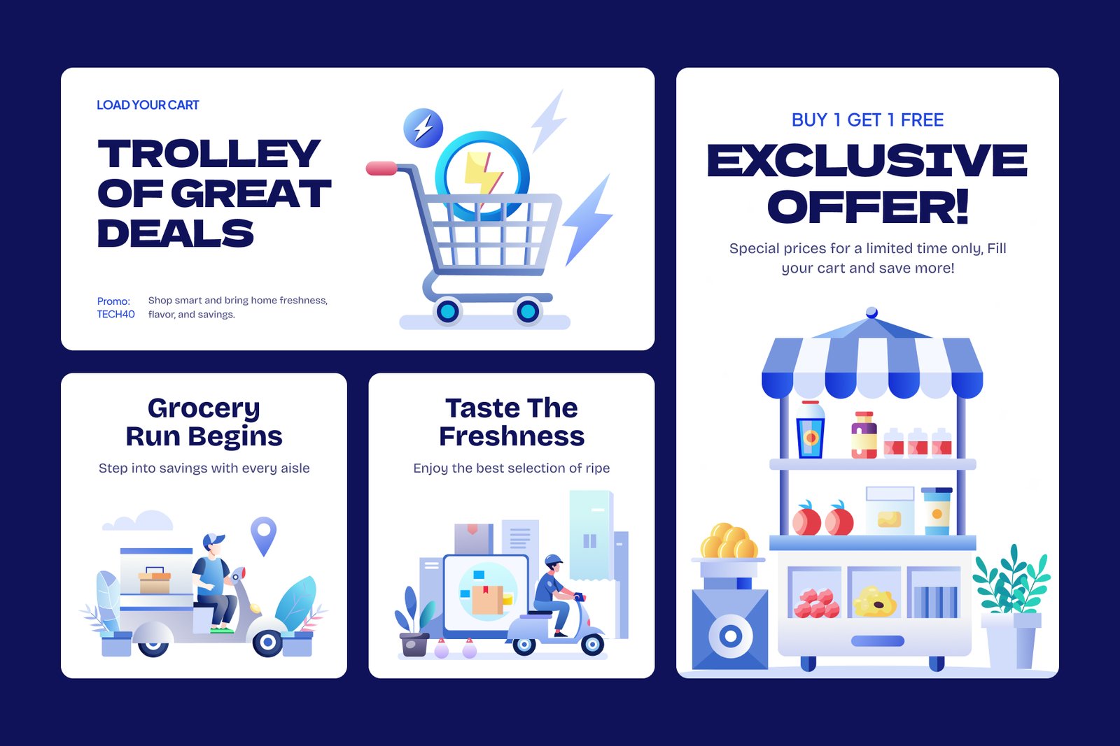 Animated Grocery Shopping Illustrations