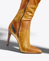 Pair of Over-The-Knee Boots on Women's Legs with Skirt Mockup
