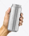 500ml Aluminium Can with Drops in the Hand Mockup