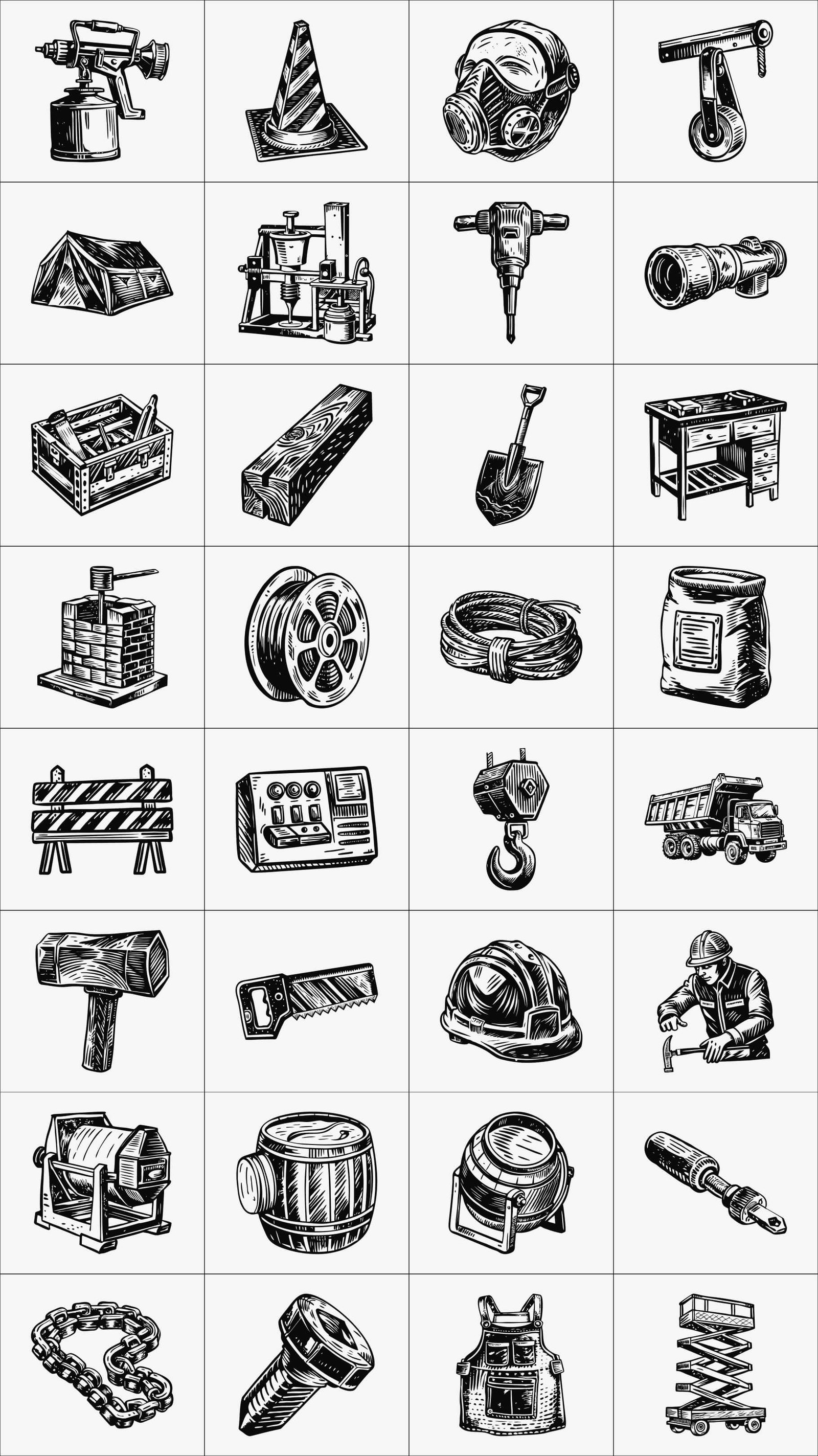 Vintage Construction Art Set
