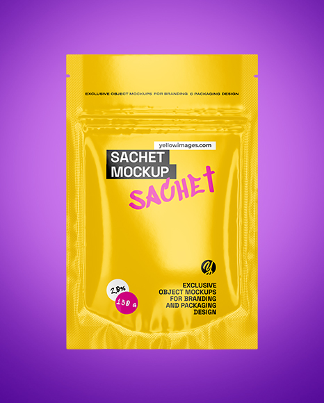 Glossy Sachet Mockup