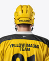 Man Wearing Full Ice Hockey Kit Mockup - Back view