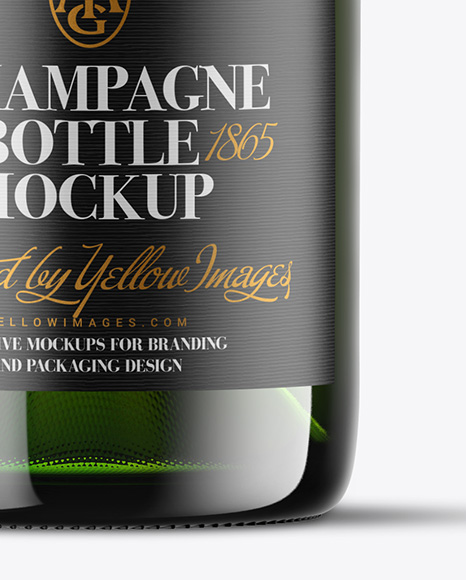 Green Glass Champagne Bottle Mockup