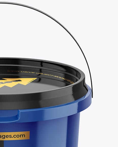 Glossy Plastic Bucket with Handle Mockup