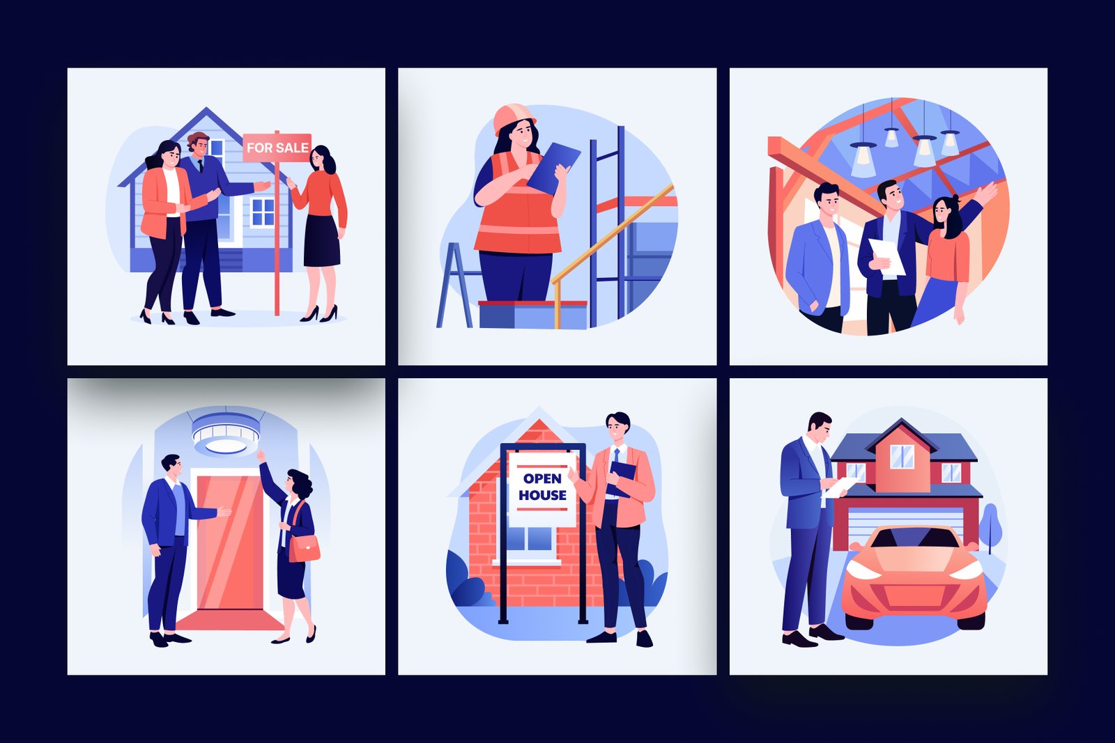 Real Estate Sale Illustration Art Set