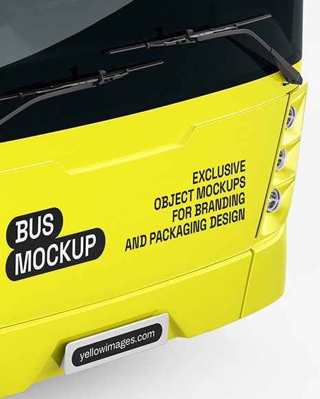 City Bus Mockup - Front Half Side View