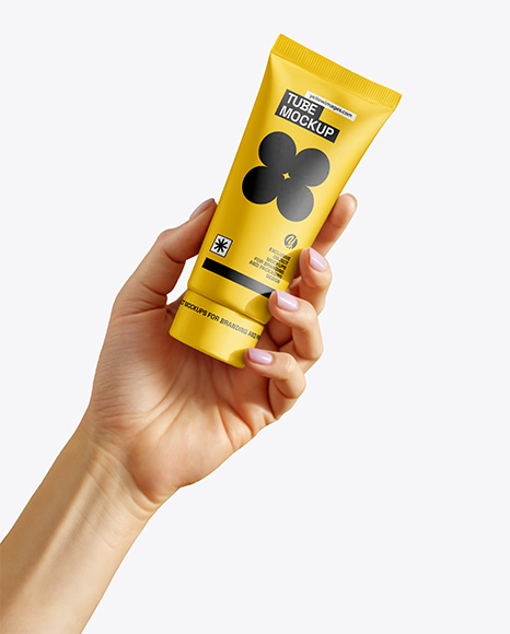 Cosmetic Tube in a Hand Mockup