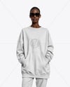 Afro-American Woman in Sunglasses Wearing Oversize Sweatshirt & Sweatpants Mockup