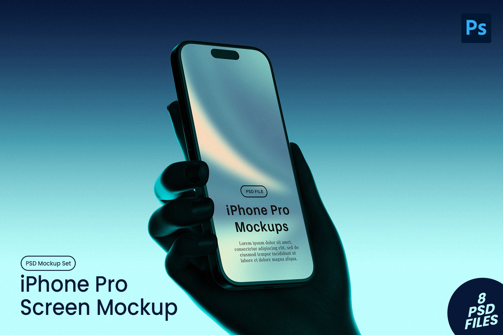 iPhone Pro with Hand Holding Backlight Mockups